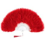 product_image_name-Generic-Luxury Large Feather Folding Hand Fan – Elegant Red Bridal & Performance Accessory-1