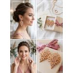 Generic Luxury Rose Gold Leaf Tassel Earrings - Elegant Crystal Encrusted Statement - image 3