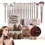 product_image_name-WEJESS-40Pcs Brown Makeup Brushes Set Professional Makeup Kit Multi-functional Makeup Tool Set with Facial Makeup Accessories, Foundation Makeup Brush Kit Eye and Face Make up Brushes & Tools-1