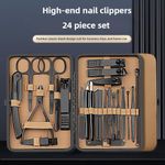 product_image_name-Generic-Nail clippers set brown 7-24 pieces set household nail clippers full set pedicure manicure tools - brown-3