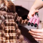 Powerful New Portable 3 Barrel Curling Iron Waver Tools With Temperature Adjustable - pink - image 2