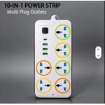 Powerful Electrical Extension Board Universal 6-Way Power Button 3M Extension Cord Socket Charger Plug Adaptor with 3USB With Type-C Charging Port - image 3