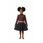 Little Chic Brown & Black Floral Dress