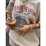 product_image_name-CALLIARA-Women's Oversized Short-Sleeve T-Shirt (African Summer Breathable) Seafood Print Retro Style Versatile Casual Top-2