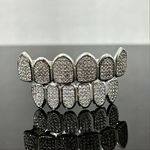 product_image_name-Fashion-Silver Grillz Teeth Set CZ Diamonds Grillz Plated Gold Top & Bottom Grill Hip Hop Bling Iced Out Grillz  Hip Hop Full Iced Out  Teeth Caps Braces Top Bottom Gold Silver Color -2