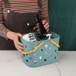 Plastic Storage Basket With Handle - Blue/Yellow