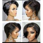 Generic Short 100% Lace Frontal Human Hair Wigs - Black - image 2
