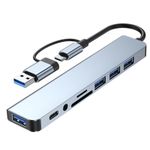 product_image_name-Generic-Product Title: USB-C Hub 8-in-1 Multiport Adapter with Free 3-in-1 Charging Cable, Audio Jack, SD/TF Card Reader, High-Speed USB 3.0-2