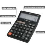 General Calculator,12-digit dual-line display,TAX calculation function,Baterie solara,black - image 2