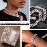 product_image_name-ARHANORY-2 Pieces/Set Pink Link Chain For Men Cuban Necklace and Bracelet Iced Out Miami Hip Hop Jewelry-5
