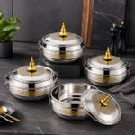 Generic 4-Tier Stainless Steel Lunch Box with Locking Lids – Gold Design