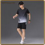 product_image_name-Fashion-Men's black and grey quick-drying sports suit - Stretchable ice-silk sports wear, suitable for running and training.-5