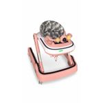 Modern Ergonomic Baby Walker with U-Shaped Safety Base & Sensory Toy Bar - Pink/White