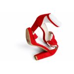 Generic Women's High Quality Ankle strap Suede Block Heel - RED - image 2