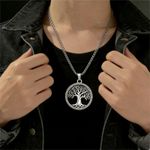 product_image_name-Fashion-ASCENT Vintage Silver Tree of Life Necklace – Round Symbolic Pendant Chain Design-2