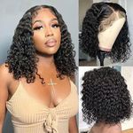 product_image_name-Generic-Curly lace closure wig, synthetic fiber hair material, 14 inches- Black-6