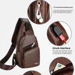 product_image_name-Fashion-Men's USB charging chest bag PU shoulder bag with headphone jack crossbody bag Brown-6