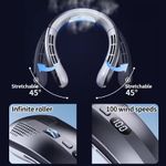 product_image_name-Generic-Portable USB Rechargeable Neck Fan with LED Display – 100 Adjustable Wind Levels, 360° Cooling, Large Battery (Silver Gray)-2