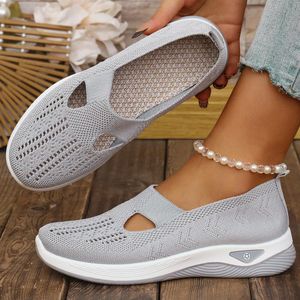 Na Women's Casual Shoes Cross-Border Teme Dropshipping Women's Shoes Fly-Knit Breathable Mom Shoes Shallow Cloth Shoes Lightweight Single Shoes