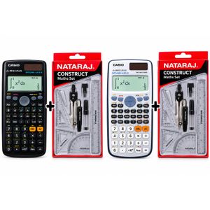 Original Casio fx-991ES PLUS Advanced Scientific Calculator + Nataraj CONSTRUCT Geometry Maths Set Bundle – Multi-Color Pack