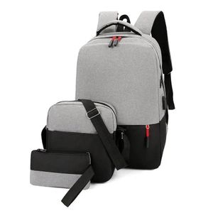 3In1 Multi Functional Backpack With USB Slot - Grey/Black