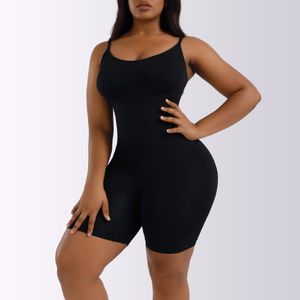 CALLIARA High-Stretch Seamless Cami Shapewear Bodysuit, Tummy Control Lifting Mid-Thigh Style, Plus Size Adjustable Strap Invisible Shaper