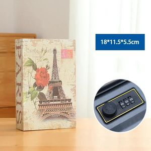 Eiffel Tower Vintage Safe Box - Beige, 18x11.5x5.5cm, Password Lock, Compact Storage