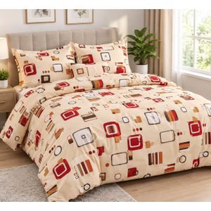 Life Double Size Geometric Bedsheet Set – 3 Pieces