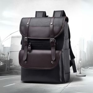 15.6Inch Classic Large Capacity Men's Leather Backpack Business Laptop Bag Travel Bag