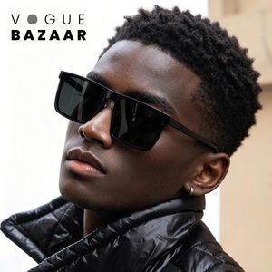 VOGUE BAZAAR Men's Square Sunglasses UV400 Polarized Fashion Eyewear Classic Luxury Style Outdoor Driving Black