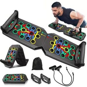 Multi-Function Push-Up Board with Resistance Bands & Skipping Rope – Black