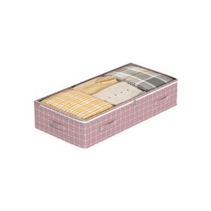 Grid Pattern Dustproof Under Bed Storage Bag Transparent Window Flat Organizer Pouch (W100 x D50 x H25)cm / (W39.4 x D19.7 x H9.8)inch