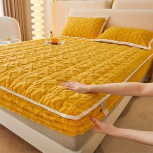 OMAMA HOME TEXTILE Heavy Taffeta Fitted Mattress Cover Set – 3-Piece, 1 Mattress Cover + 2 Pillowcases-Mustard Yellow