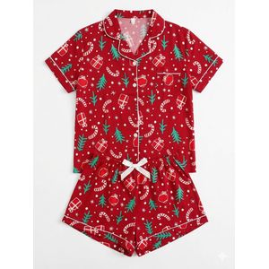 2Piece ladies Pajamas Set-Red,Green & White