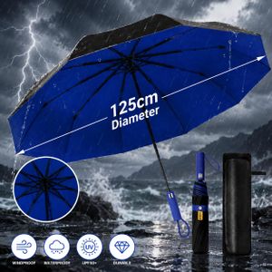Extra-large 125cm diameter fully automatic folding umbrella, rainproof, reinforced and thickened for wind and rain resistance, suitable for both sunny and rainy days.