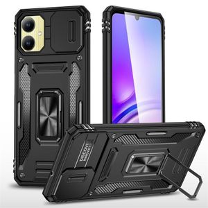 Baseus Phone Case, Compatible With Samsung Galaxy A07 Phone, Slide Window Lens Protection with Magnetic Stand Ring - Black 