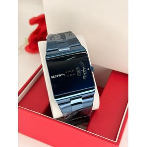 Bestwin Men’s All-Blue Stainless Steel Creative Turntable Watch