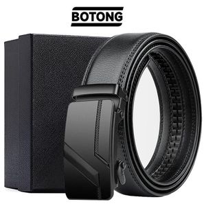 BOTONG Double-Line Solid Color Men Belt Automatic Buckle Business Casual Belt Holiday Gift Box Set