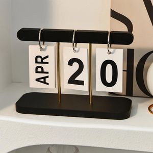 ShebSheb Stylish Modern Wooden Perpetual Calendar, Manual Lifetime Calendar Desk Decor, for Office, Home, and Gift Decoration Items