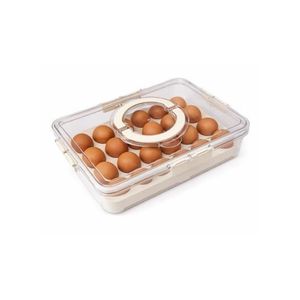 Refrigerator Storage Box - Plastic Fridge Organizer with Compartments for Food & Produce (W29.4 x D22.4 x H7)cm / (W11.6 x D8.8 x H2.8)inch