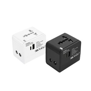 Global universal plug adapter converter for UK, USA, JP, EU, KR, Australia, CN. European travel adapter. Power supply. Power socket. AC power. USB A Type-C.