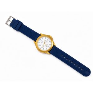 Luxury Men’s Gold white Dial Watch with blue Silicone Strap