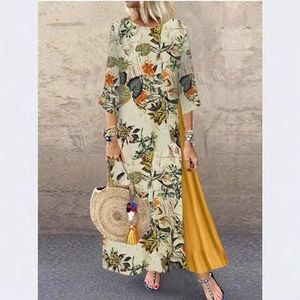 Women's dress, round neck long skirt, long skirt