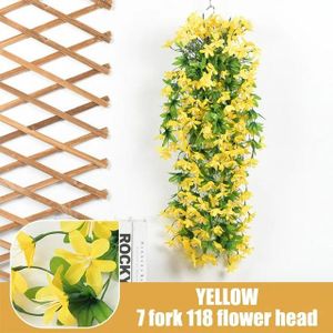 Artificial Lily Vine & Green Leaf Garland  Plastic Morning Glory Hanging Ceiling Decoration