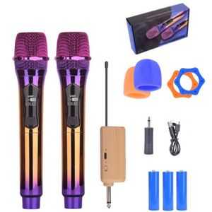 Wireless karaoke microphone set - two portable handheld microphones with a Bluetooth receiver