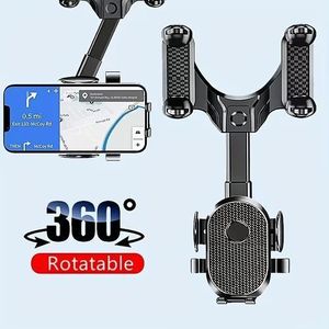 360° Rotatable Car Rearview Mirror Phone Holder – Adjustable Universal Mobile Mount for All Smartphones