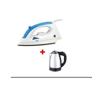 Electric Steam Iron + Free Kettle - White/Blue 