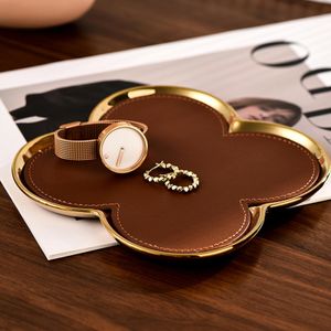 NIKIHONG Ceramic Leather Storage Tray – Decorative Jewelry & Key Tray for Entryway, Vanity & Home Decor