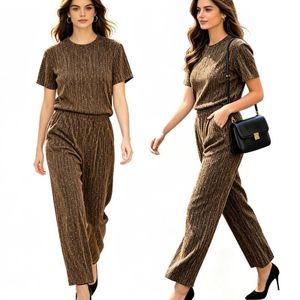Women's 2 Piece Outfit Set, Light Luxury Knit Loungewear, Soft Elastic Star Shine Cas