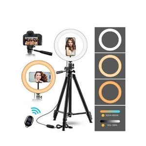 26cm Tricolor Dimmable Led Beauty Ring Light Aluminum Tripod